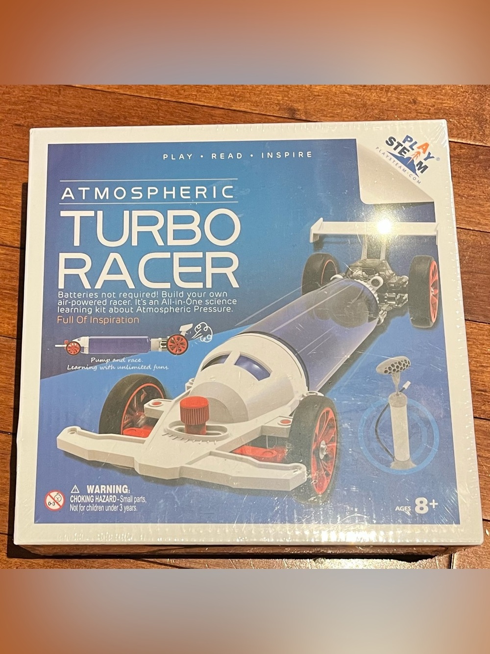Atmospheric Turbo Racer STEM Air-Powered Race Car Toy - Blue and White